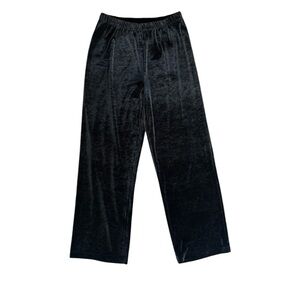 Coldwater Creek Black Velour Pull On Relaxed Pants Trousers Women’s PS